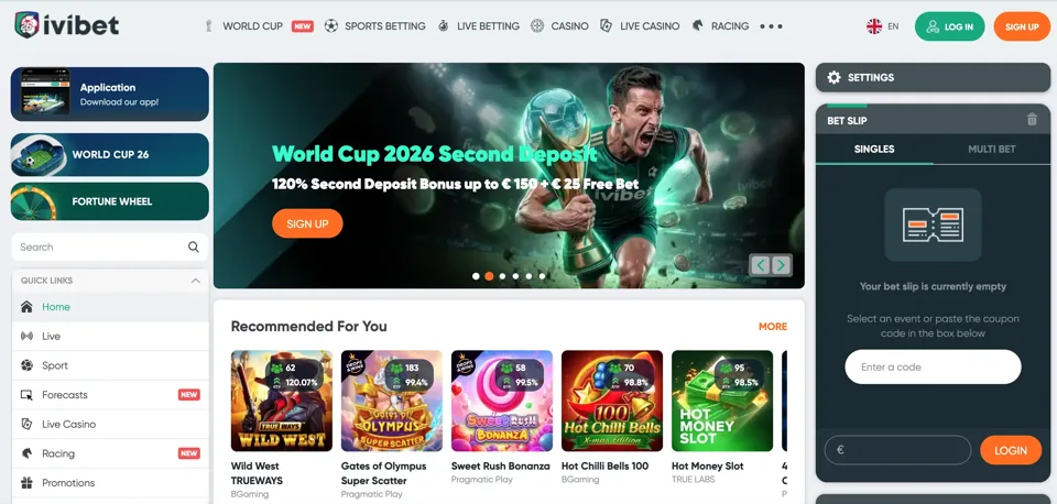 Ivibet Casino mobilna stran